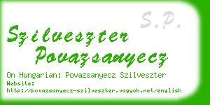 szilveszter povazsanyecz business card